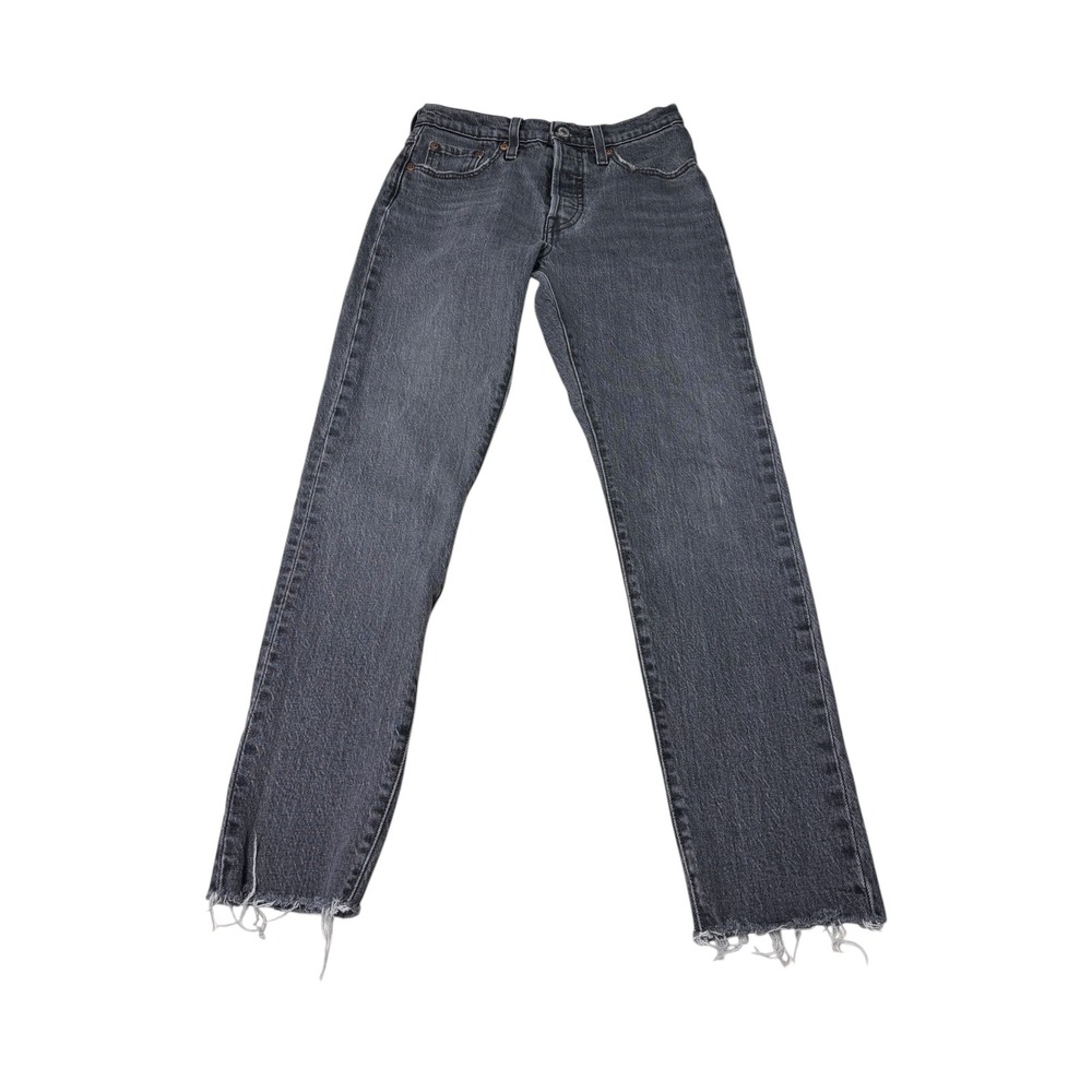 Levis 501‎ Original Fit High Rise Raw Hem Black Jeans 29502-0191 Womens 25x28